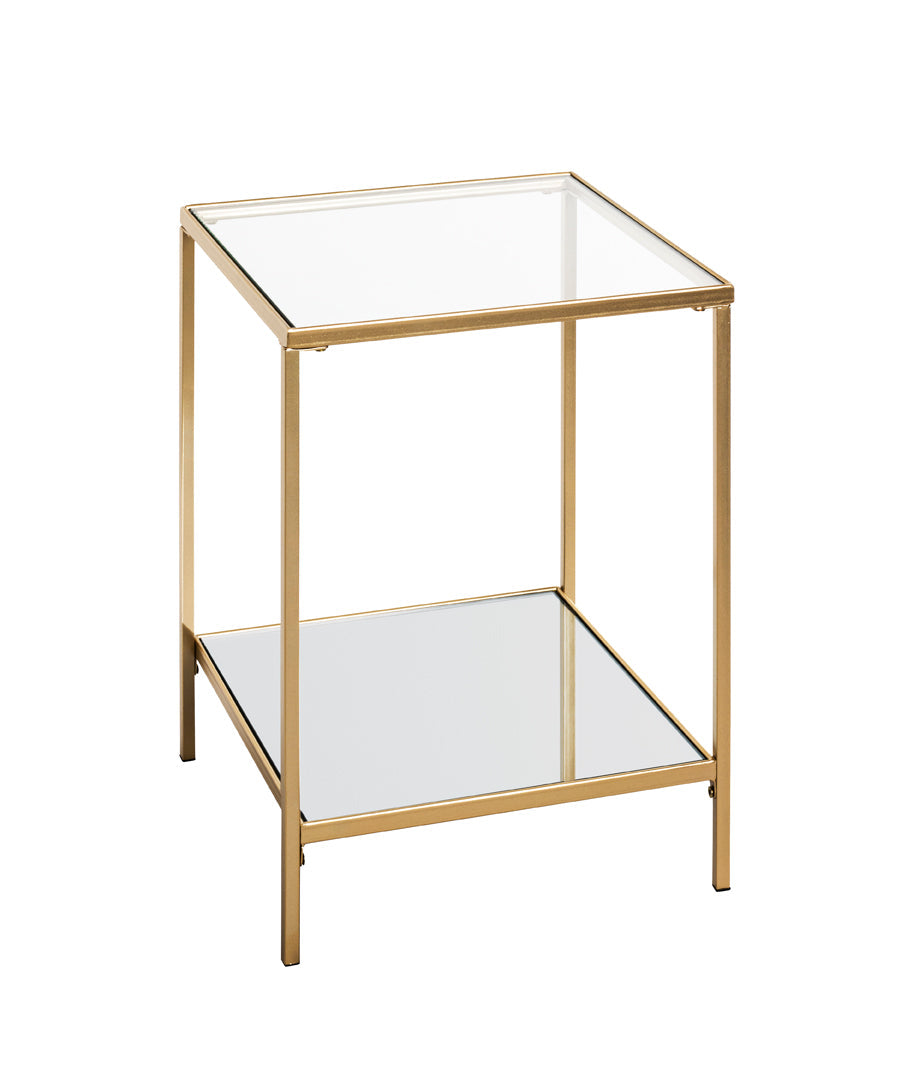 HAKU Möbel Beistelltisch aus Metall mit Glas in Gold 39 x 39 x 55 cm