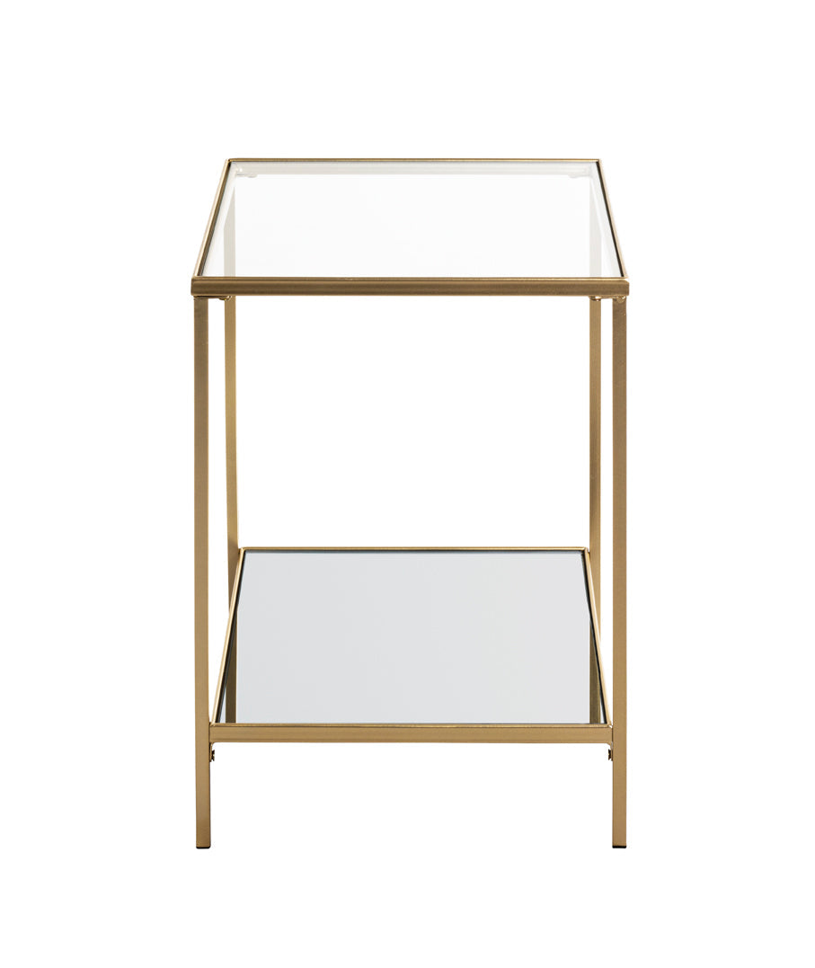 HAKU Möbel Beistelltisch aus Metall mit Glas in Gold 39 x 39 x 55 cm