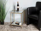 HAKU Möbel Beistelltisch aus Metall mit Glas in Gold 39 x 39 x 55 cm
