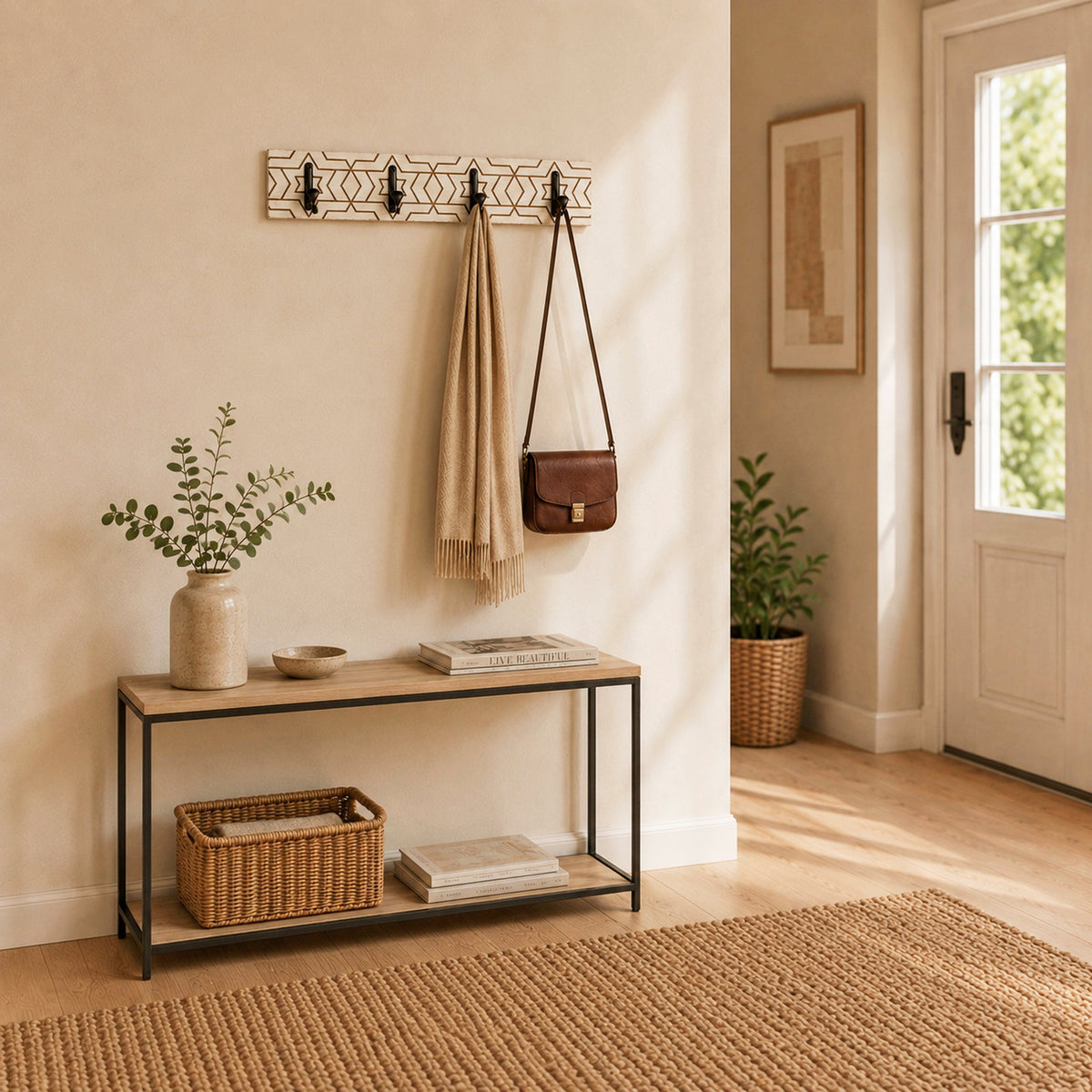 HAKU Möbel Wandgarderobe aus MDF in Weiss 60 x 6 x 13 cm