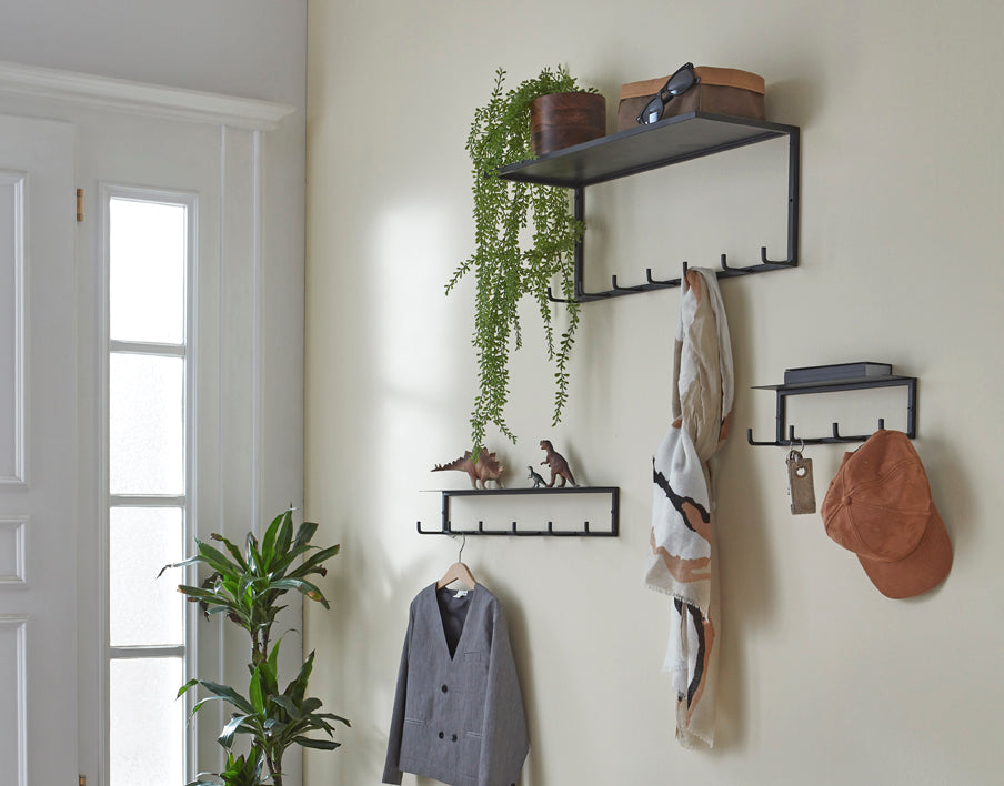 HAKU Möbel Wandgarderobe aus Metall in Schwarz B 30-60 cm H 10-25 cm, 60 x 8 cm, H 10 cm