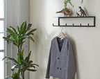 HAKU Möbel Wandgarderobe aus Metall in Schwarz B 30-60 cm H 10-25 cm, 60 x 8 cm, H 10 cm