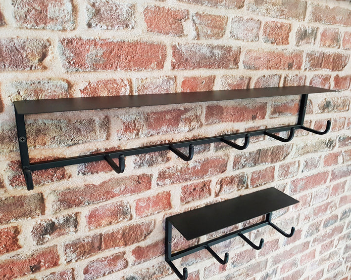 HAKU Möbel Wandgarderobe aus Metall in Schwarz B 30-60 cm H 10-25 cm, 60 x 8 cm, H 10 cm