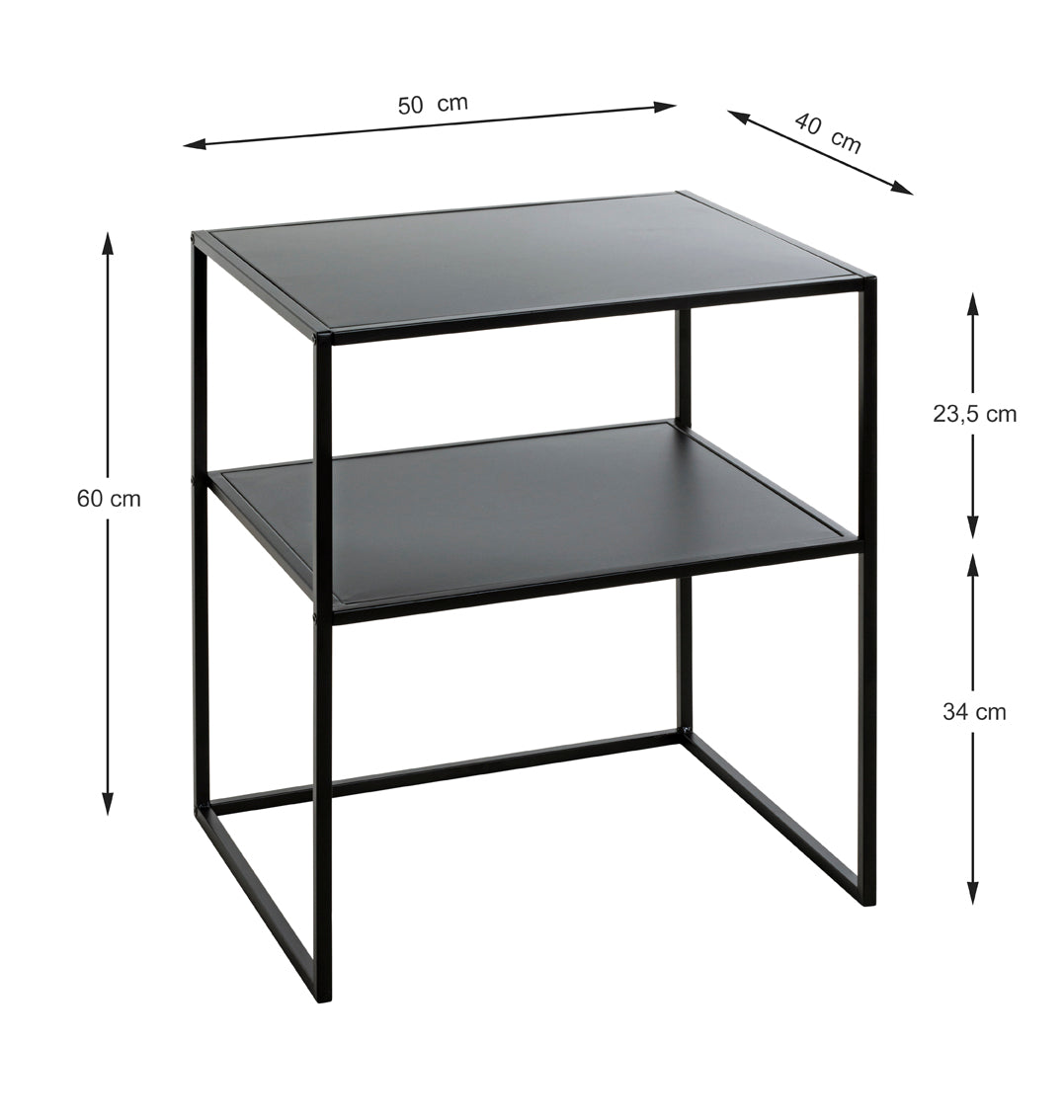 HAKU Möbel Beistelltisch aus Metall auf Kufen in Schwarz 50 x 40 x 60 cm