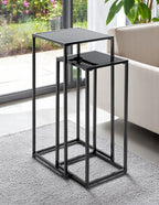 HAKU Möbel Blumensäule aus Metall mit Glas in Schwarz