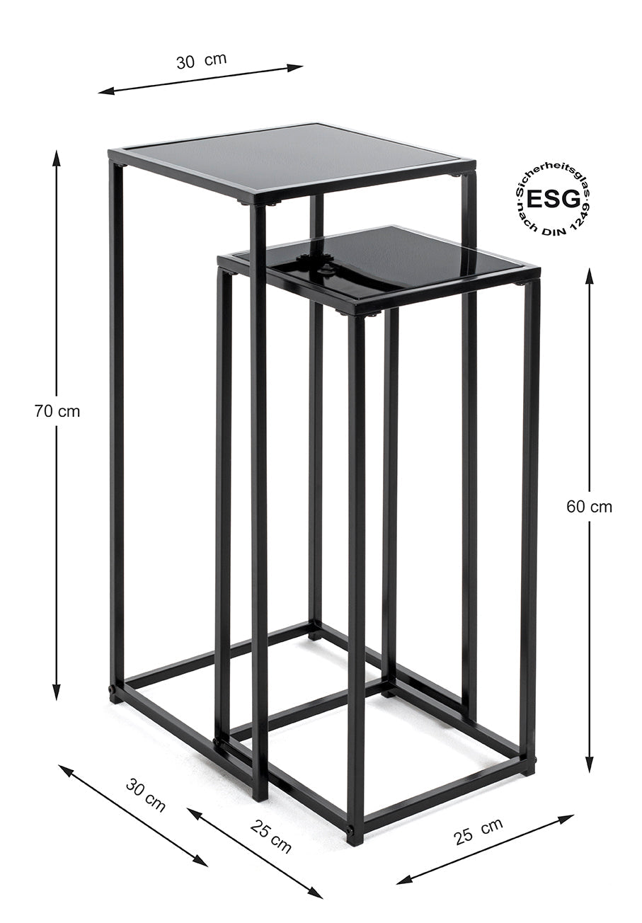 HAKU Möbel Blumensäule aus Metall mit Glas in Schwarz