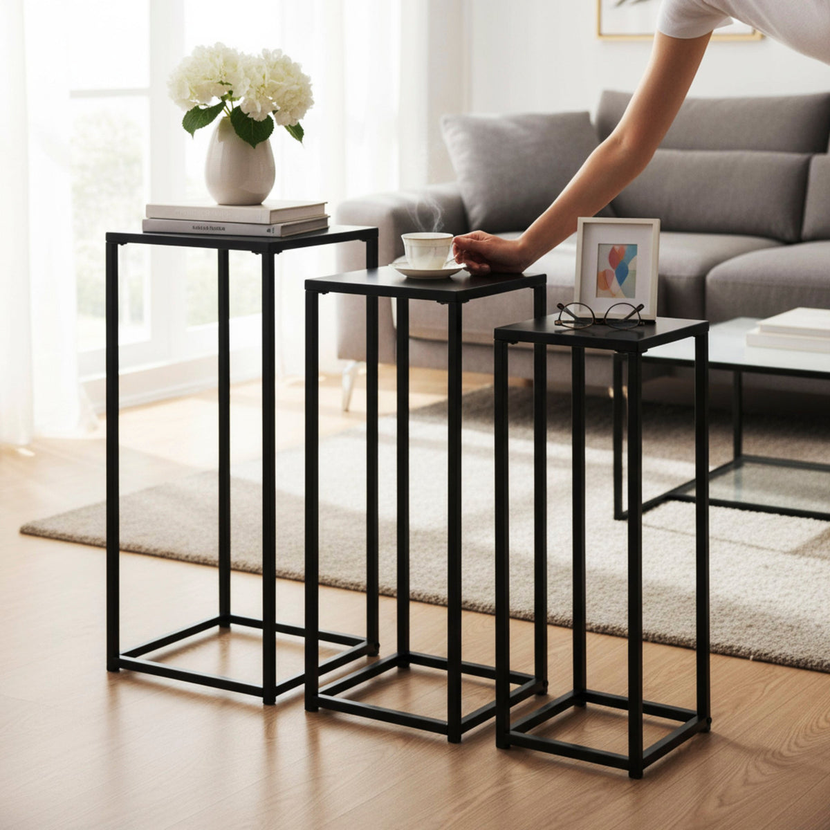 HAKU Möbel Blumensäule aus Metall in Schwarz