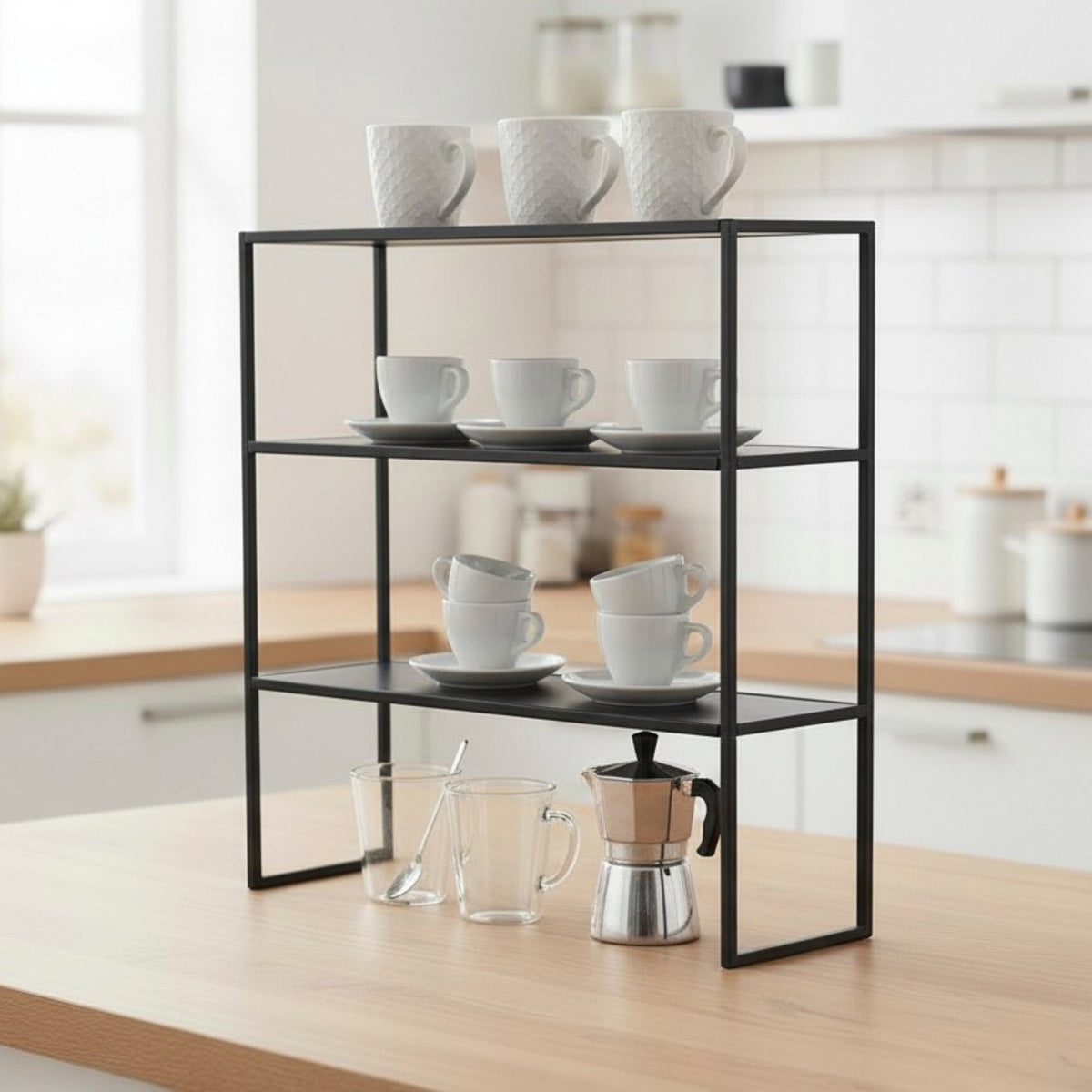 HAKU Möbel Wandregal aus Metall in Schwarz B 36-50 cm H 36-58 cm, 50 x 20 cm, H 58 cm
