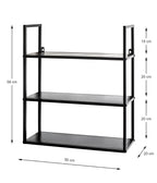 HAKU Möbel Wandregal aus Metall in Schwarz B 36-50 cm H 36-58 cm, 50 x 20 cm, H 58 cm