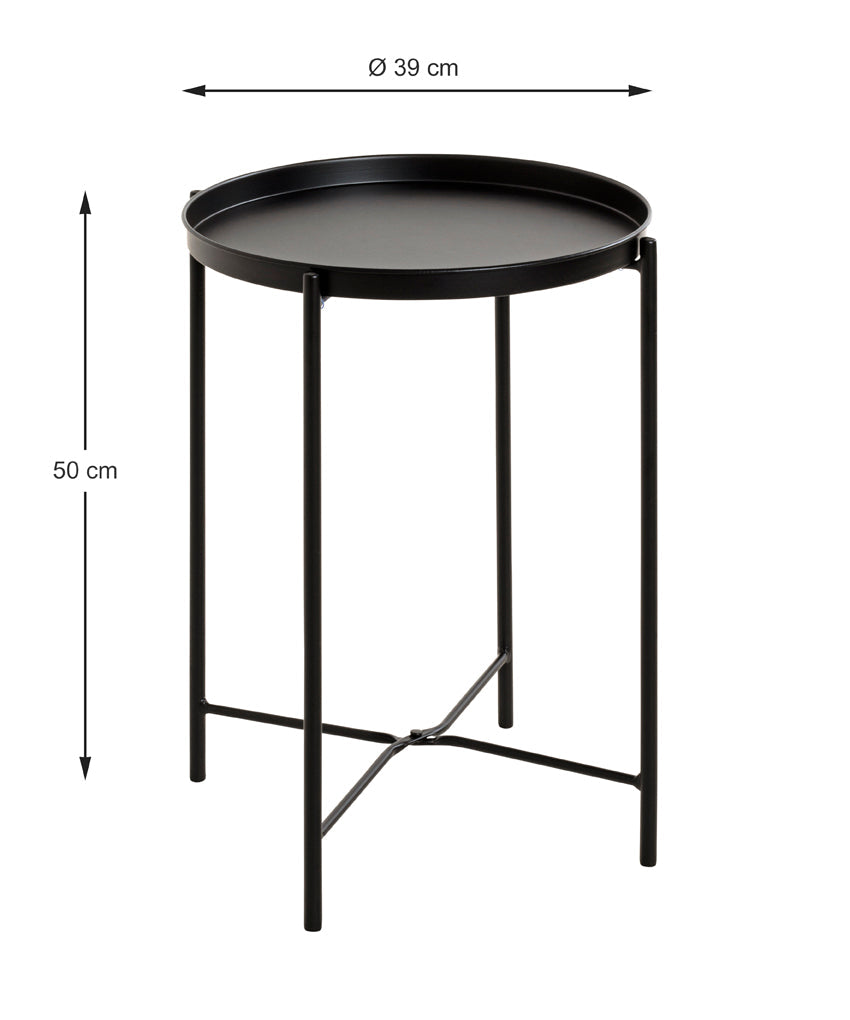 HAKU Möbel Beistelltisch aus Metall X-Gestell 39 x 50 cm in Schwarz