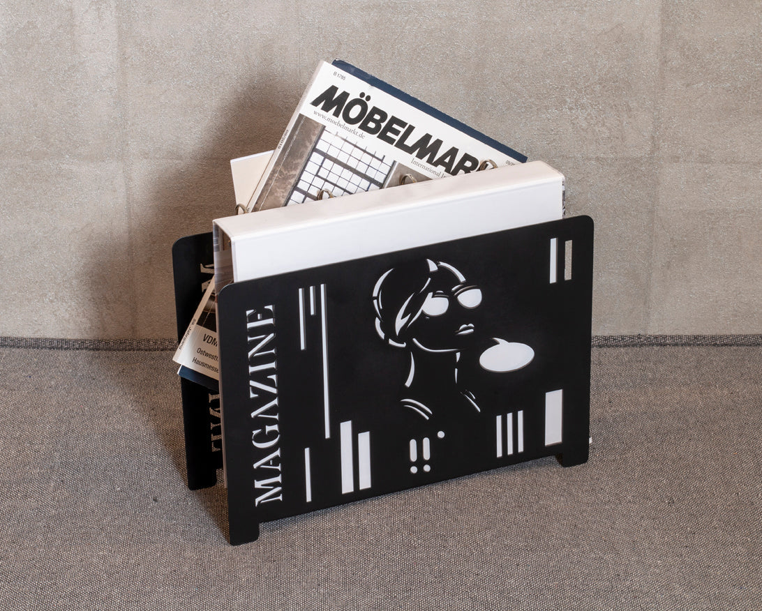 HAKU Möbel Zeitungsständer aus Metall in Schwarz 37 x 12 x 26 cm
