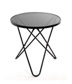 HAKU Möbel Beistelltisch aus Metall mit Glas in Schwarz 55 x 56 cm