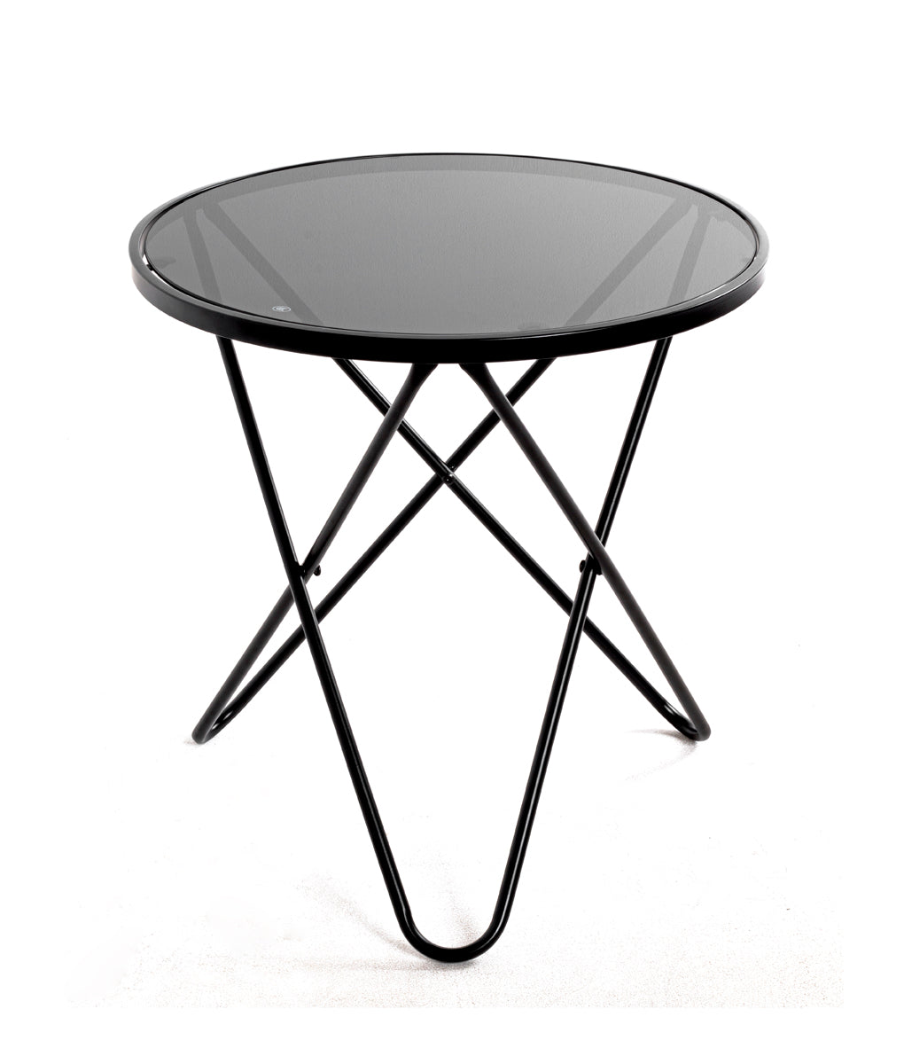 HAKU Möbel Beistelltisch aus Metall mit Glas in Schwarz 55 x 56 cm