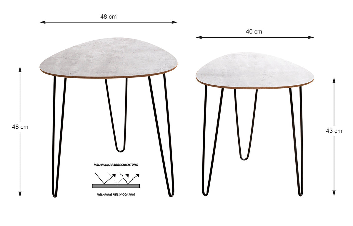 HAKU Möbel Beistelltisch aus MDF kratzbeständig in Betonoptik, Schwarz