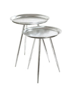 HAKU Möbel Beistelltisch aus Metall in Silber H 47-54 cm Ø 38-44 cm, Ø 38 cm, H 47 cm