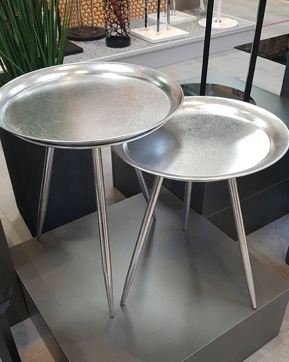 HAKU Möbel Beistelltisch aus Metall in Silber H 47-54 cm Ø 38-44 cm, Ø 38 cm, H 47 cm