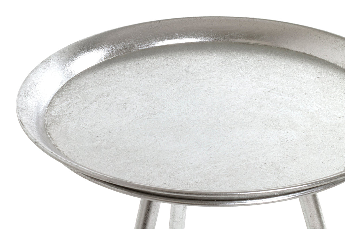 HAKU Möbel Beistelltisch aus Metall in Silber H 47-54 cm Ø 38-44 cm, Ø 44 cm, H 54 cm