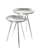 HAKU Möbel Beistelltisch aus Metall in Silber H 47-54 cm Ø 38-44 cm, Ø 44 cm, H 54 cm