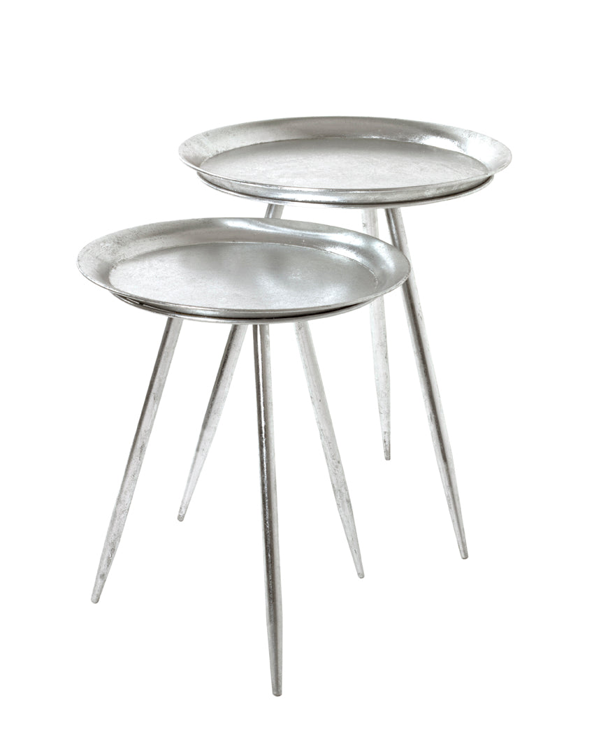 HAKU Möbel Beistelltisch aus Metall in Silber H 47-54 cm Ø 38-44 cm, Ø 44 cm, H 54 cm