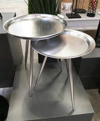 HAKU Möbel Beistelltisch aus Metall in Silber H 47-54 cm Ø 38-44 cm, Ø 44 cm, H 54 cm