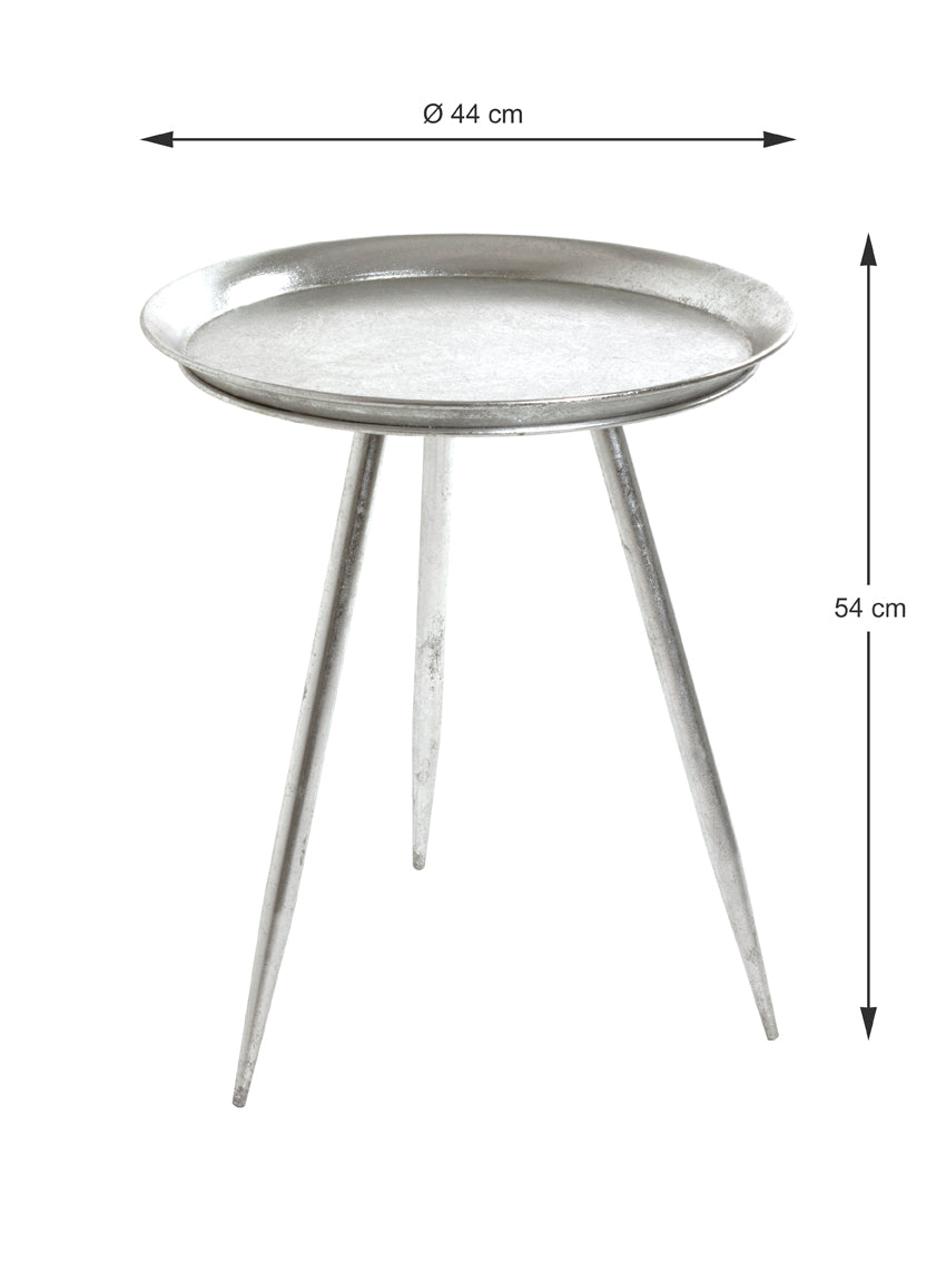 HAKU Möbel Beistelltisch aus Metall in Silber H 47-54 cm Ø 38-44 cm, Ø 44 cm, H 54 cm