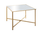 HAKU Möbel Beistelltisch aus Metall mit Spiegel in Gold 60 x 60 x 45 cm