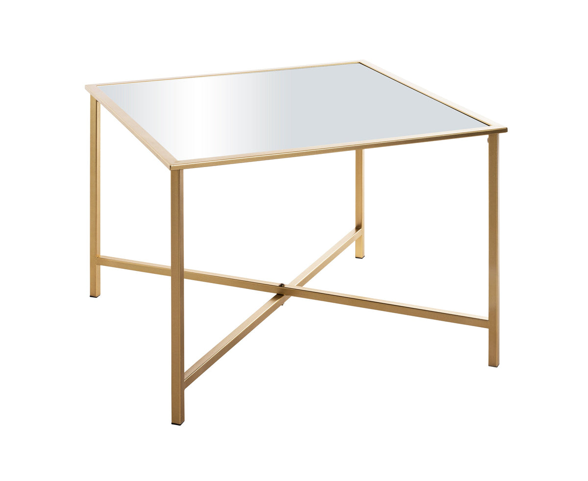HAKU Möbel Beistelltisch aus Metall mit Spiegel in Gold 60 x 60 x 45 cm