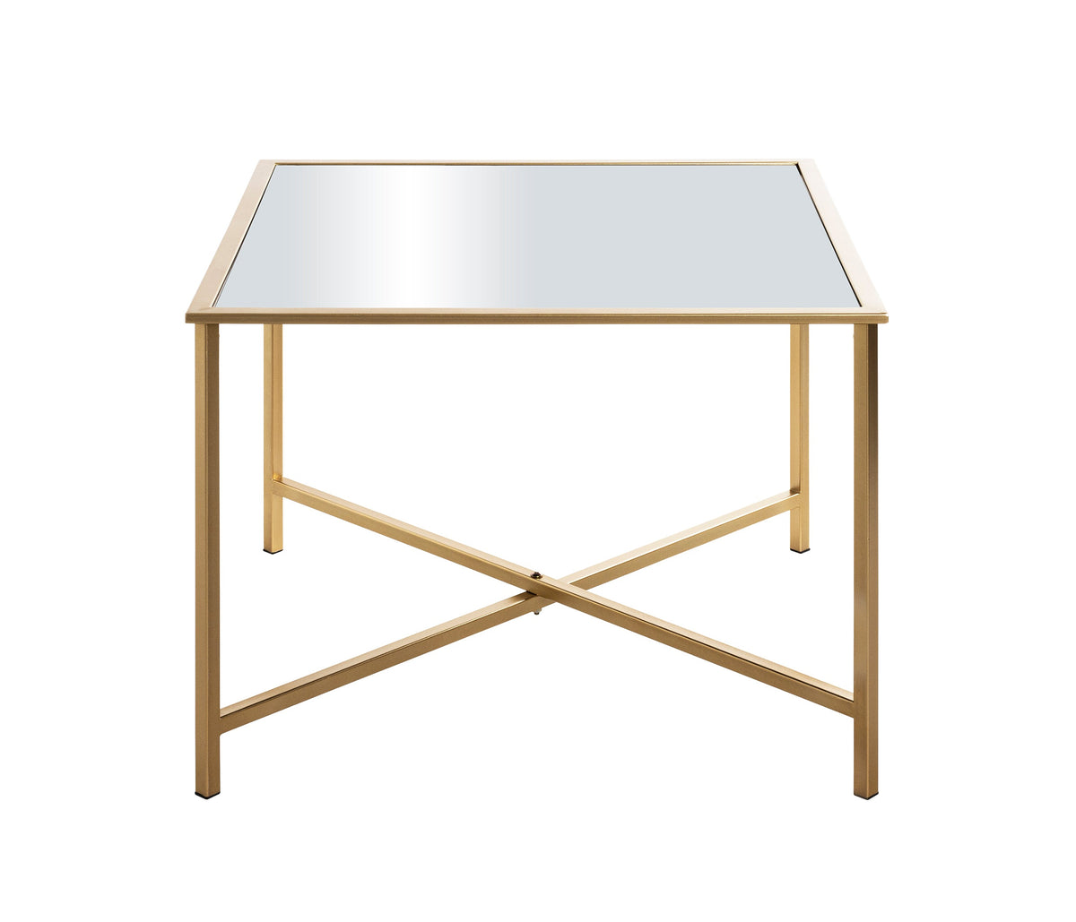 HAKU Möbel Beistelltisch aus Metall mit Spiegel in Gold 60 x 60 x 45 cm