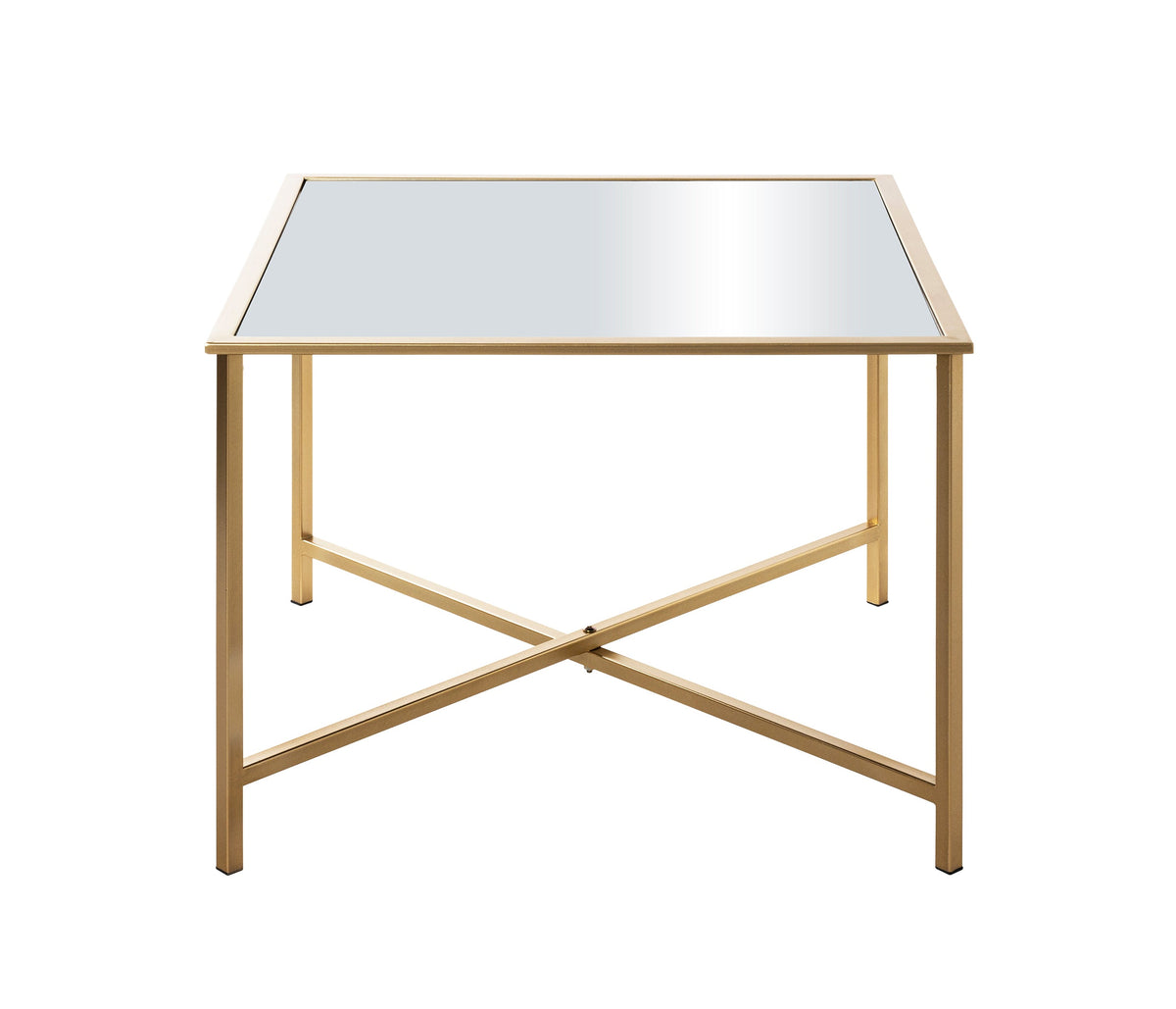 HAKU Möbel Beistelltisch aus Metall mit Spiegel in Gold 60 x 60 x 45 cm