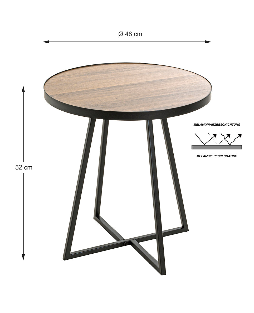 HAKU Möbel Beistelltisch aus MDF kratzbeständig in Braun 48 x 52 cm