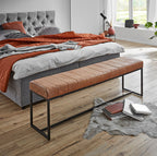 HAKU Möbel Bank aus Leder gepolstert in Braun B 100-150 cm H 48 cm, 150 x 38 cm, H 48 cm