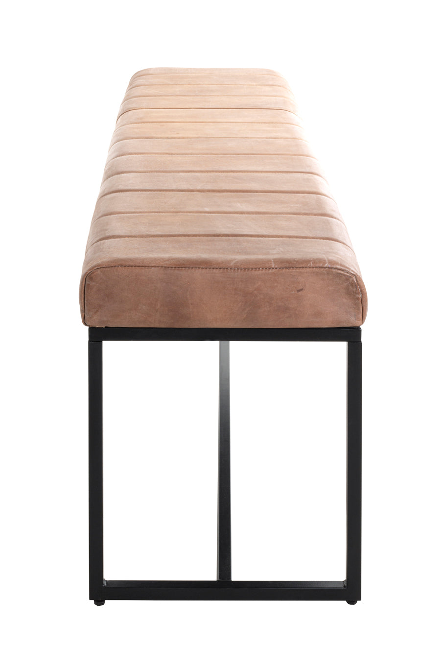 HAKU Möbel Bank aus Leder gepolstert in Braun B 100-150 cm H 48 cm, 150 x 38 cm, H 48 cm