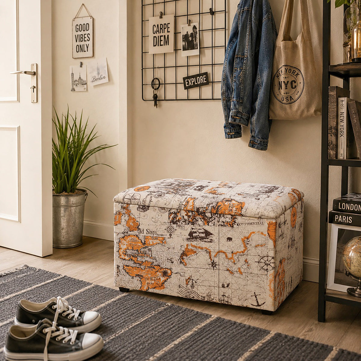 HAKU Möbel Sitztruhe aus Textil gepolstert in Beige