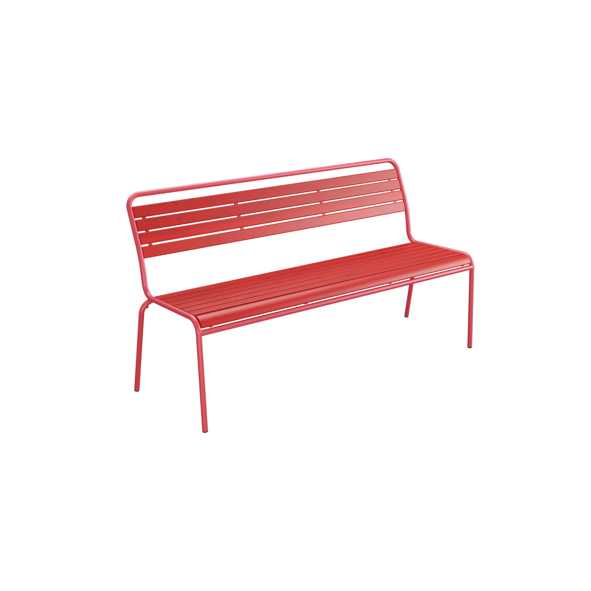 Rote Gartenbank aus Metall mit Rückenlehne, moderne Design-Loungebank für Balkon und Terrasse