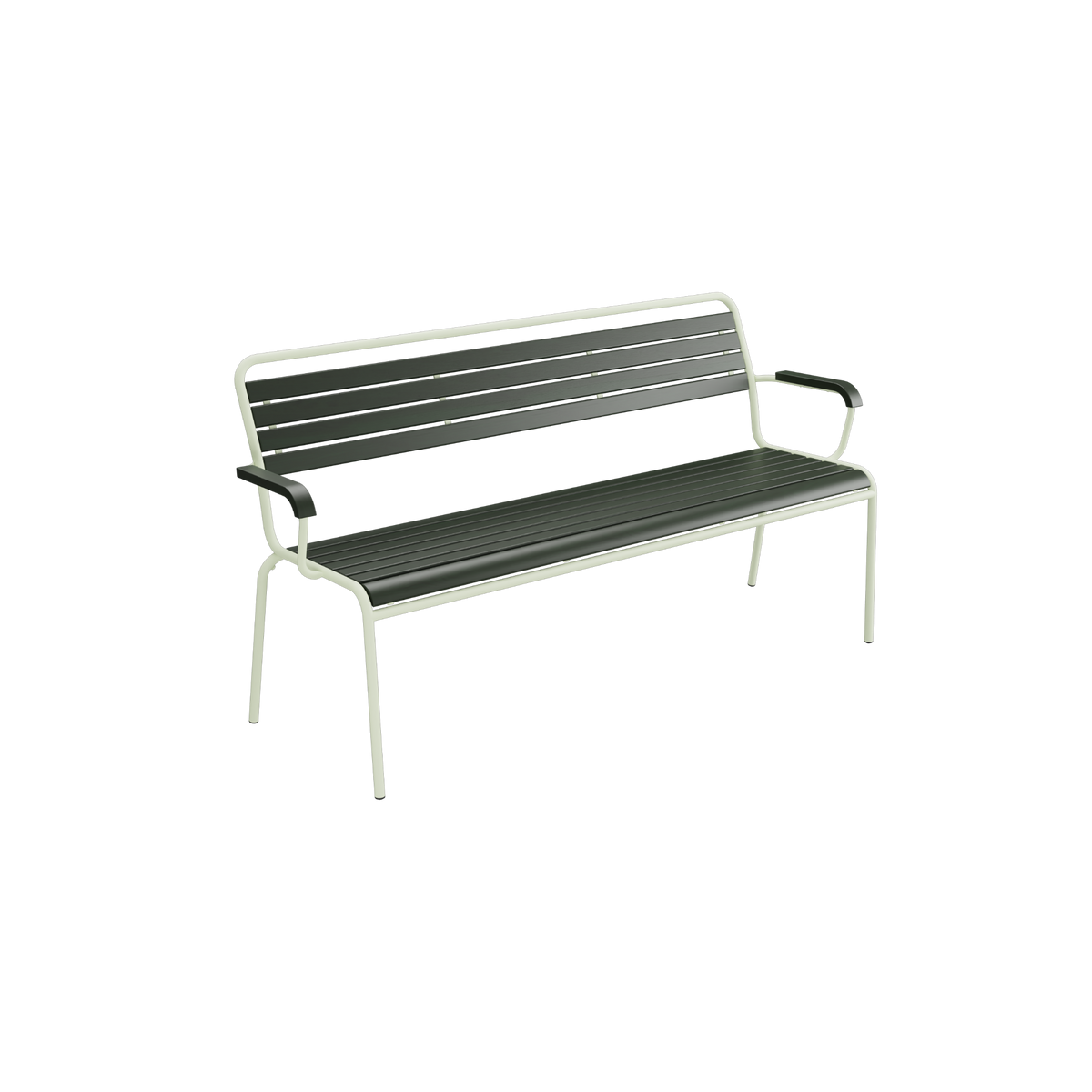 Gartenbank mit Armlehnen - Metall Sitzbank grün weiß modern design