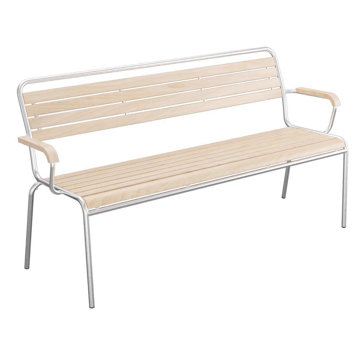 Aluminium Gartenbank mit Holzlattung, modernes Design, wetterfest, ideal für Terrasse und Balkon.