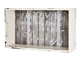 HAKU Möbel Wandregal aus MDF Motiv Schriftzug in Weiss, 33 x 10 cm, H 20 cm