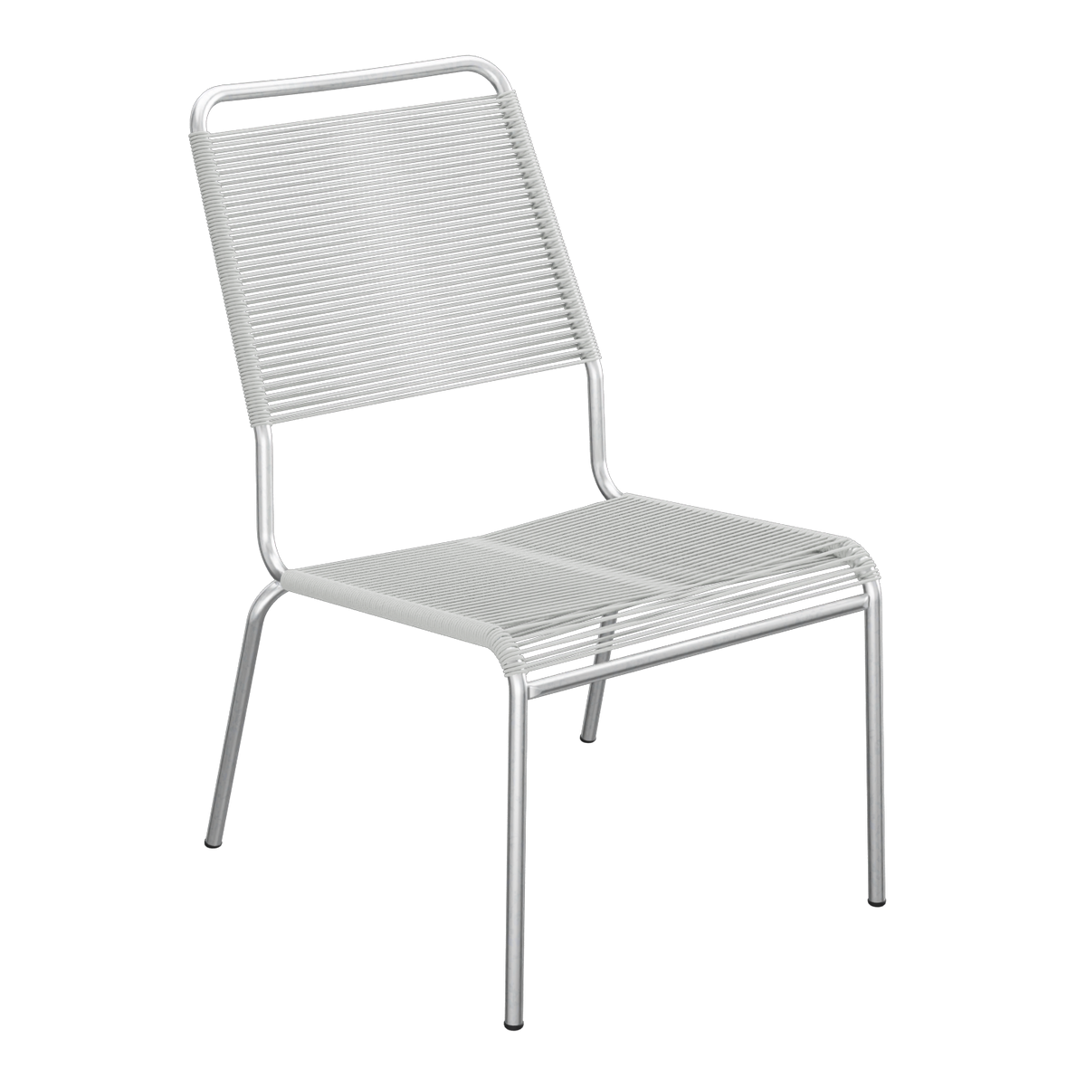 Aluminium Gartenstuhl mit Kunststoffbespannung, silber, stapelbar, modernes Design für Terrasse und Garten