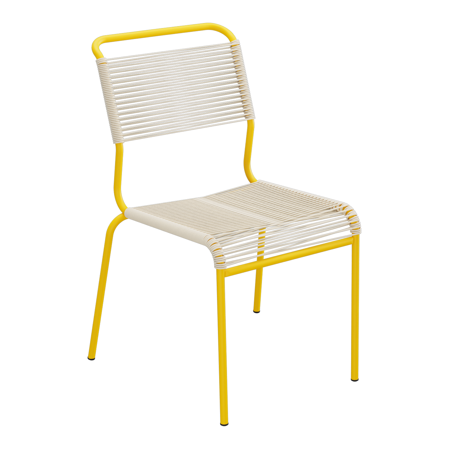 Säntis Spaghetti-Stuhl ohne Armlehne – Pastellsand / Gelb
