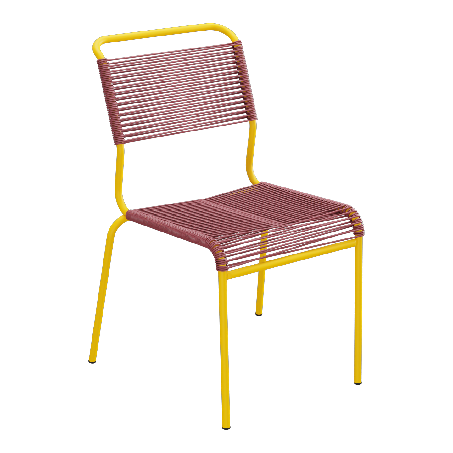 Säntis Spaghetti-Stuhl ohne Armlehne – Bordeaux / Gelb