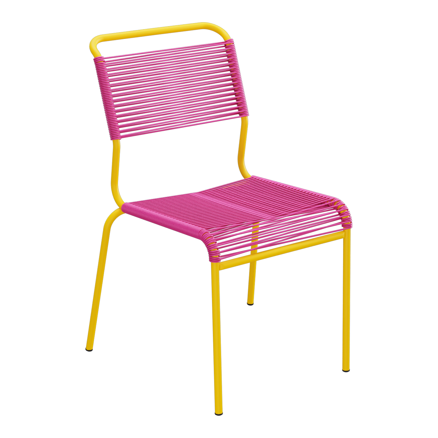 Säntis Spaghetti-Stuhl ohne Armlehne – Pink / Gelb