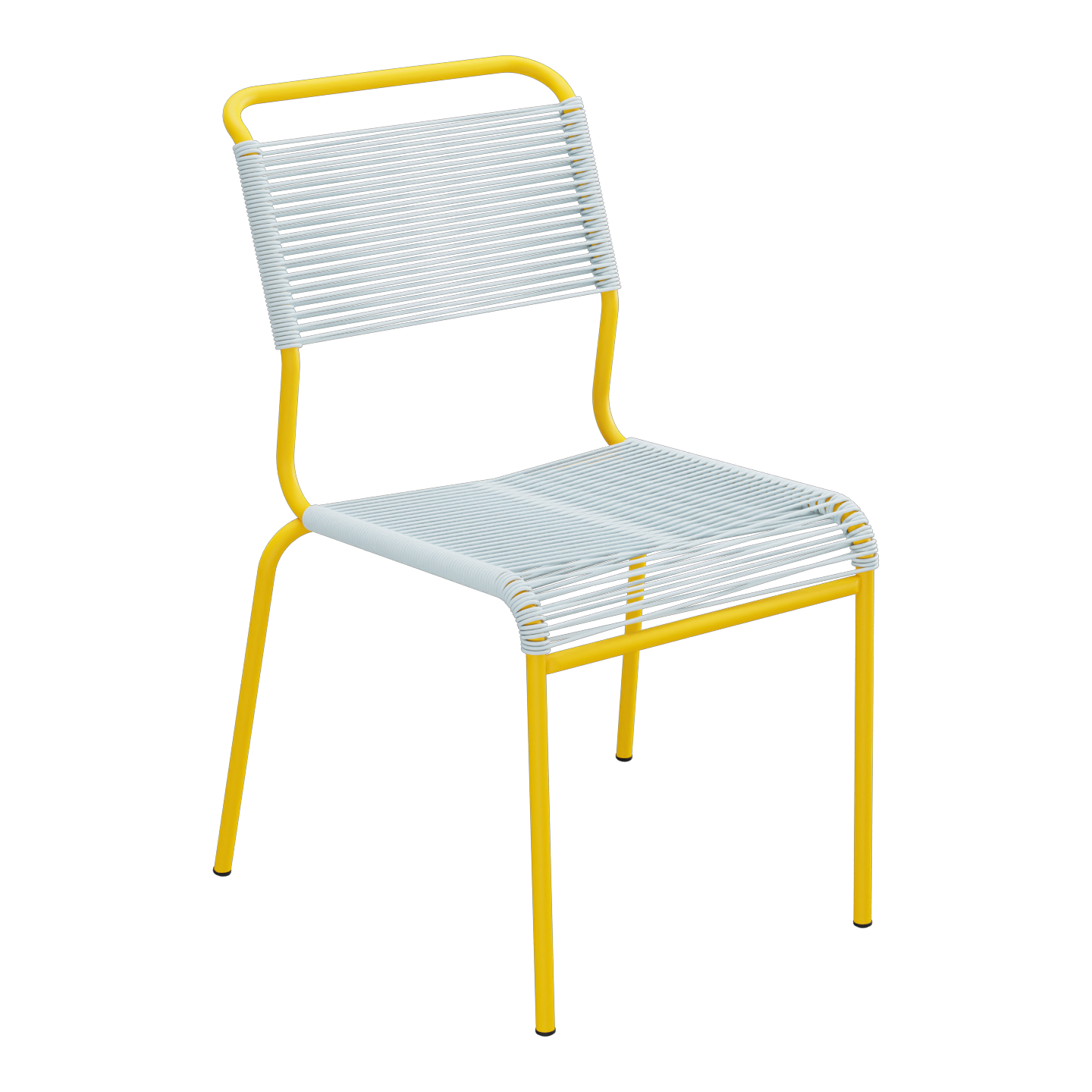 Säntis Spaghetti-Stuhl ohne Armlehne – Pastellblau / Gelb
