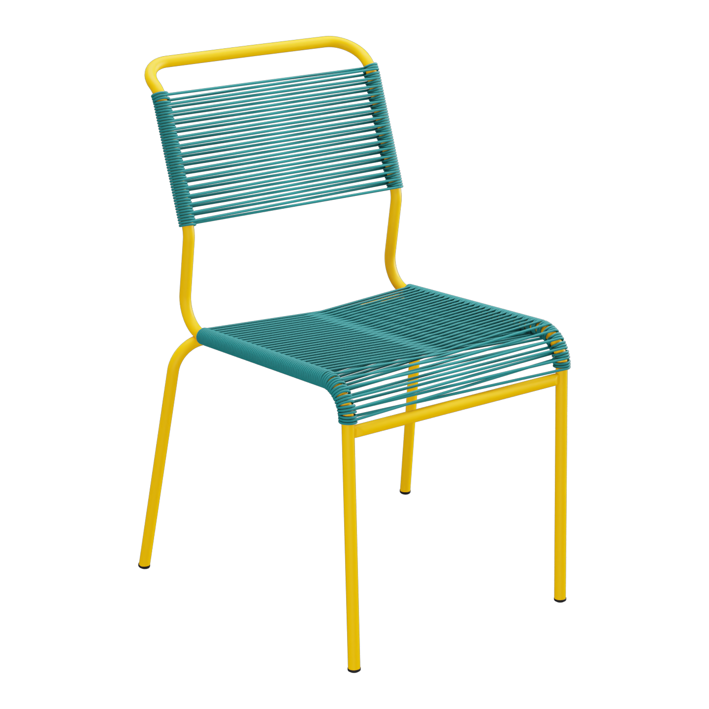 Säntis Spaghetti-Stuhl ohne Armlehne – Kaliblau / Gelb