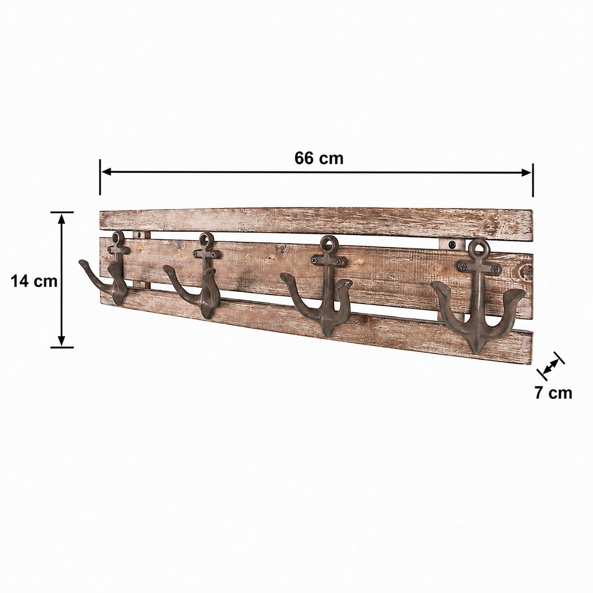 HAKU Möbel Garderobenleiste aus Massivholz in Braun B 36-66 cm H 14 cm, 66 x 7 cm, H 14 cm