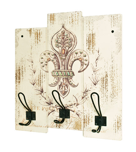 HAKU Möbel Wandgarderobe aus Massivholz Motiv Schriftzug in Beige