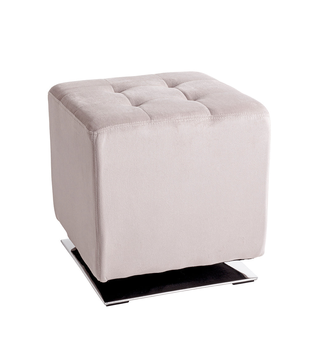 HAKU Möbel Hocker aus Textil gepolstert 41 x 41 x 43 cm in Chrom, Kaschmir