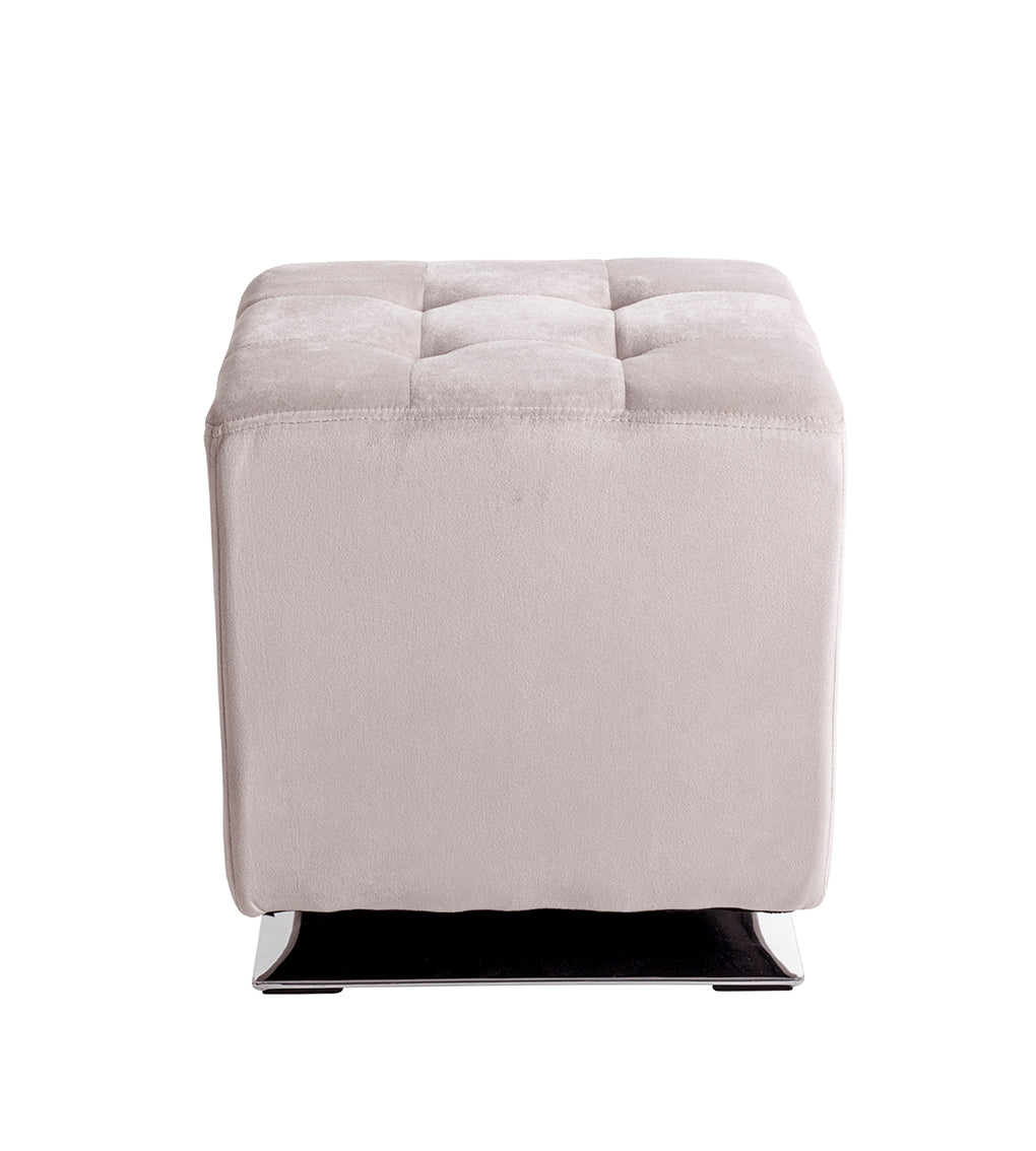 HAKU Möbel Hocker aus Textil gepolstert 41 x 41 x 43 cm in Chrom, Kaschmir
