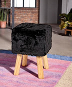 HAKU Möbel Hocker aus Textil gepolstert in Schwarz 30 x 30 x 45 cm