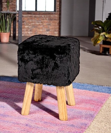 HAKU Möbel Hocker aus Textil gepolstert in Schwarz 30 x 30 x 45 cm