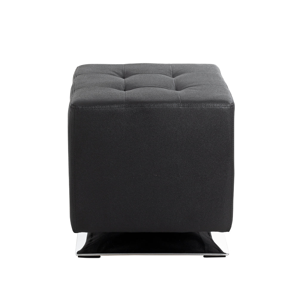 HAKU Möbel Hocker aus Textil gepolstert 40 x 40 x 42 cm in Chrom, Schwarz